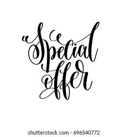 special offer - black and white hand lettering inscription to black friday and cyber monday deals design, promotional banner template, calligraphy vector illustration