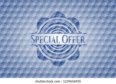Special Offer blue hexagon emblem.