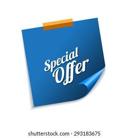 Special Offer Blue Sticky Notes Vector Icon Design