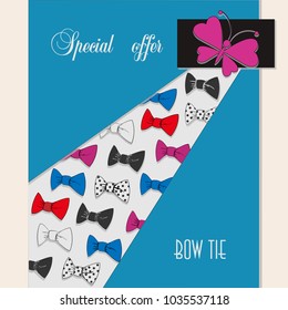 Special offer. THE BOW TIE. Banner, poster. Design for the message of sale, the design of gift packaging.