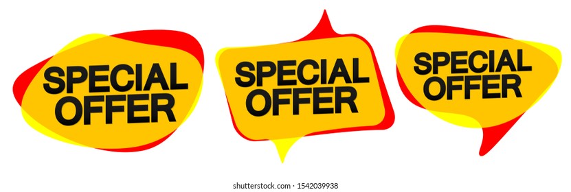 Special Offer bubble banners design template, sale tags, app icons, vector illustration