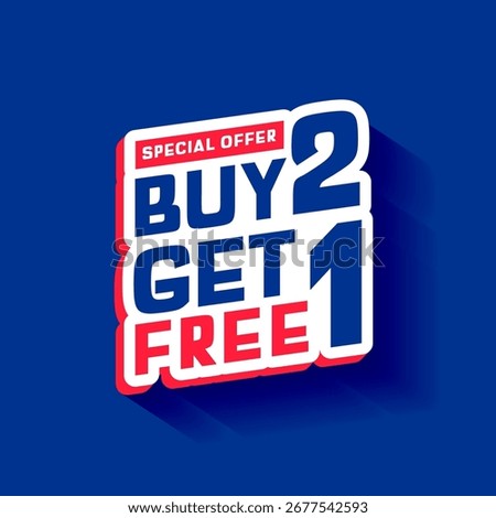 special offer buy 2 get 1 free sticker background design vector