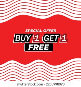 Special offer buy one get one free with wave background new banner design - Shutterstock ID 2253998093