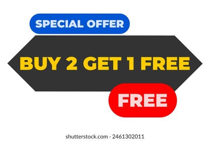 special offer Buy two get one free illustration isolated on white background.