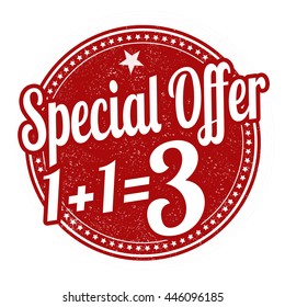 Special offer buy two get one free grunge rubber stamp on white background, vector illustration