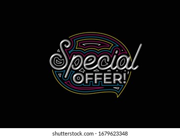 Special Offer Calligraphic 3d Style Text Vector illustration Design.