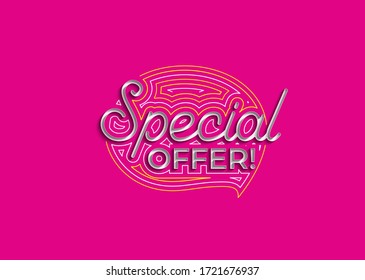 Special Offer Calligraphic 3d Style Text Vector illustration Design.