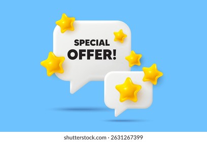 Special offer chat speech bubble. Social media concept. Special offer tag. Sale sign. Advertising Discounts symbol. 3d stars chat bubble. Vector