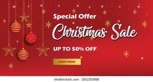 Special offer, Christmas sale, up to 50% off, Christmas Sale Offer Banner Design