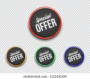 Special offer circle banners isolated on transparent background. Can be used on any background. Vector illustration.