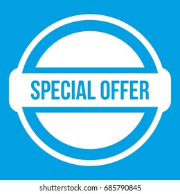 Special offer circle icon white isolated on blue background vector illustration