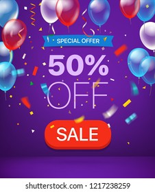 Special offer concept. 50 percent off. Vector illustration