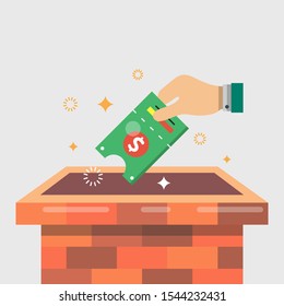 special offer concept, lucky draw, chimney, gift surprise, coupon, color flat object, Isolated vector design