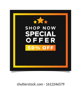 Special offer design banner template for promotion. Luxury vector design. Discount offer for sale promotion.