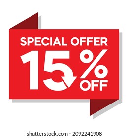 Special offer discount up to 15 percent, banner template design, special offer discount sales promotion. vector template illustration