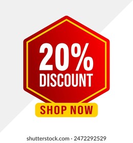 Special offer discount up to 20 percent, banner template design with down arrow, special offer flash sale promotion. vector template illustration