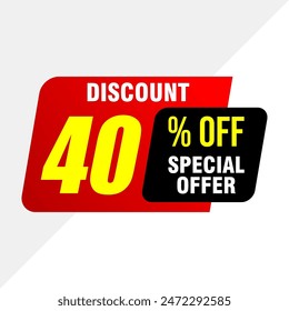 Special offer discount up to 40 percent, banner template design with down arrow, special offer flash sale promotion. vector template illustration