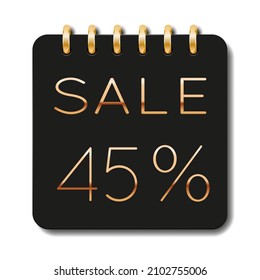 Special offer discount. 45% off. Black friday. Luxury banner. Sale.