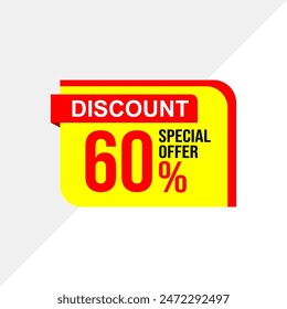 Special offer discount up to 60 percent, banner template design with down arrow, special offer flash sale promotion. vector template illustration