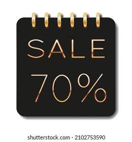 Special offer discount. 70% off. Black friday. Luxury banner. Sale.