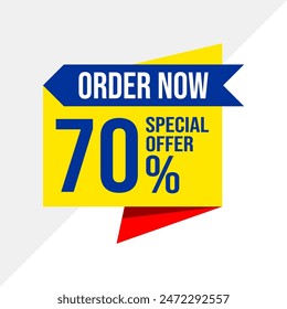 Special offer discount up to 70 percent, banner template design with down arrow, special offer flash sale promotion. vector template illustration