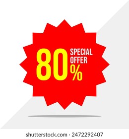 Special offer discount up to 80 percent, banner template design with down arrow, special offer flash sale promotion. vector template illustration