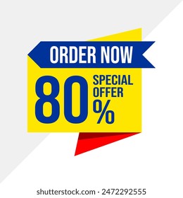 Special offer discount up to 80 percent, banner template design with down arrow, special offer flash sale promotion. vector template illustration