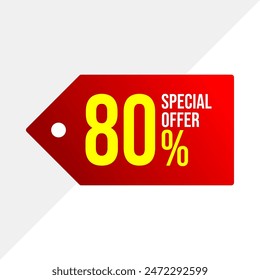 Special offer discount up to 80 percent, banner template design with down arrow, special offer flash sale promotion. vector template illustration