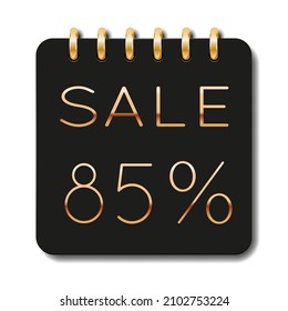 Special offer discount. 85% off. Black friday. Luxury banner. Sale.