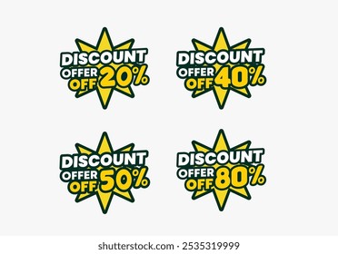 Oferta especial de descuento con diferente valor por ciento de descuento.