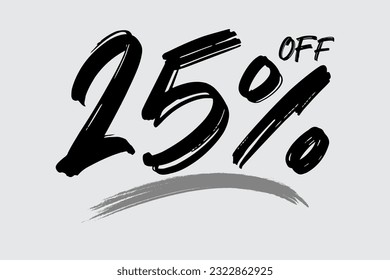 Special offer discount. Hand drawn numbers of 25% OFF. Black Friday Sale.