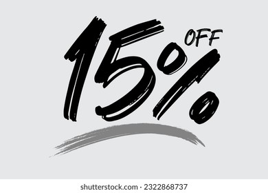 Special offer discount. Hand drawn numbers of 15% OFF. Black Friday Sale.