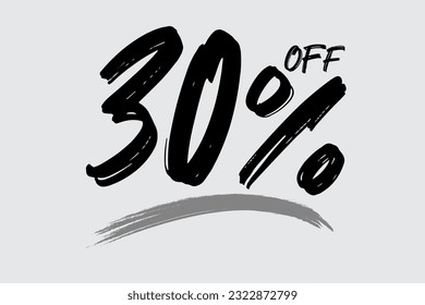 Oferta especial con descuento. Números dibujados a mano del 30% OFF. Venta de Viernes Negro.