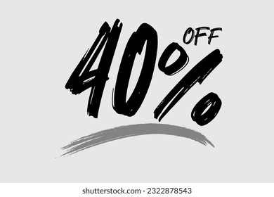 Special offer discount. Hand drawn numbers of 40% OFF. Black Friday Sale.