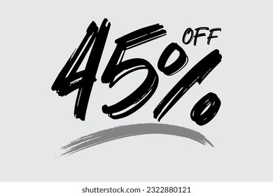 Special offer discount. Hand drawn numbers of 45% OFF. Black Friday Sale.