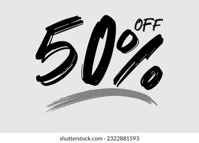 Special offer discount. Hand drawn numbers of 50% OFF. Black Friday Sale.