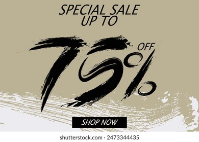 Special offer discount. Hand drawn numbers of 75% OFF. Black Friday Sale. 75% Off Call to Action Promo Sale, Special Promo Deals up to 75% OFF Price Discount.eps8