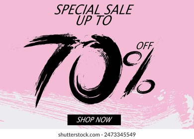 Special offer discount. Hand drawn numbers of 70% OFF. Black Friday Sale. 70% Off Call to Action Promo Sale, Special Promo Deals up to 70% OFF Price Discount.eps8