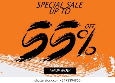 Special offer discount. Hand drawn numbers of 55% OFF. Black Friday Sale. 55% Off Call to Action Promo Sale, Special Promo Deals up to 55% OFF Price Discount.eps8