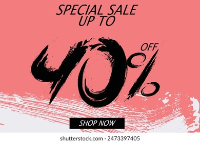 Special offer discount. Hand drawn numbers of 40% OFF. Black Friday Sale. 40% Off Call to Action Promo Sale, Special Promo Deals up to 40% OFF Price Discount.eps8