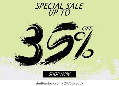 Oferta especial de descuento. Números sorteados a mano de 35% OFF. Venta de Black Friday. 35% de descuento Llamada a la acción Promo Venta, ofertas especiales de promoción hasta 35% de descuento en Precio.eps8