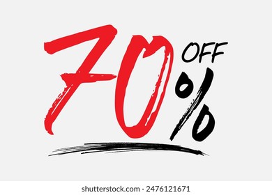 Special offer discount. Hand drawn numbers of 70% OFF. Black Friday Sale. Discount poster.