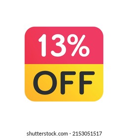 Special offer discount label Up To 13% percent off price reduction badge promotion design emblem set vector illustration isolated on white background, Vector illustration. EPS 10