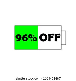 Special offer discount label with battery full shape on white background. sales promotion marketing. big day discounts. vector