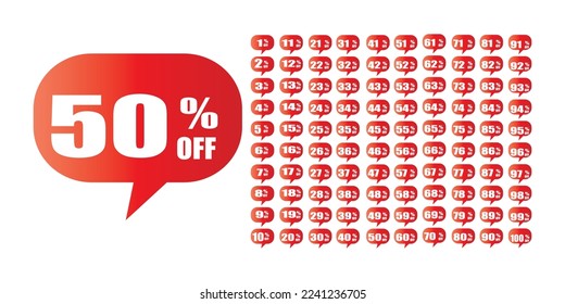 Special offer discount label with different sale percentage. percent off price reduction badge promotion design emblem set vector illustration isolated on white background