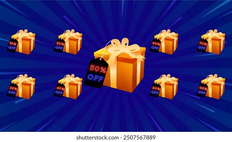 Offre spéciale étiquette de réduction avec un pourcentage de vente différent. 10, 20, 30, 40,50, 60, 70, 80,90 pour cent de réduction. style néon. ensemble de badges de réduction de prix illustration de conception de badges de promotion.