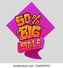 Oferta especial etiqueta de descuento con venta plana Vector porcentaje de precio reducido, graffiti ilustración vectorial llamativo diseño de placa promocional