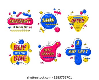 Special offer of discount label. Retail and promo sign set. Discount banner and sale tag collection. 