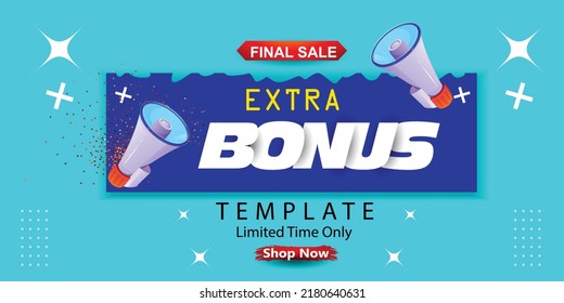 Special offer discount on weekend promotion Banner. Mega discount with reduction Special offer Illustration. limited time Final super sale vector Poster template.
Extra bonus during sale vector Design