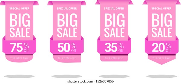 special offer discount price label collection in pink gradient for boost your sales